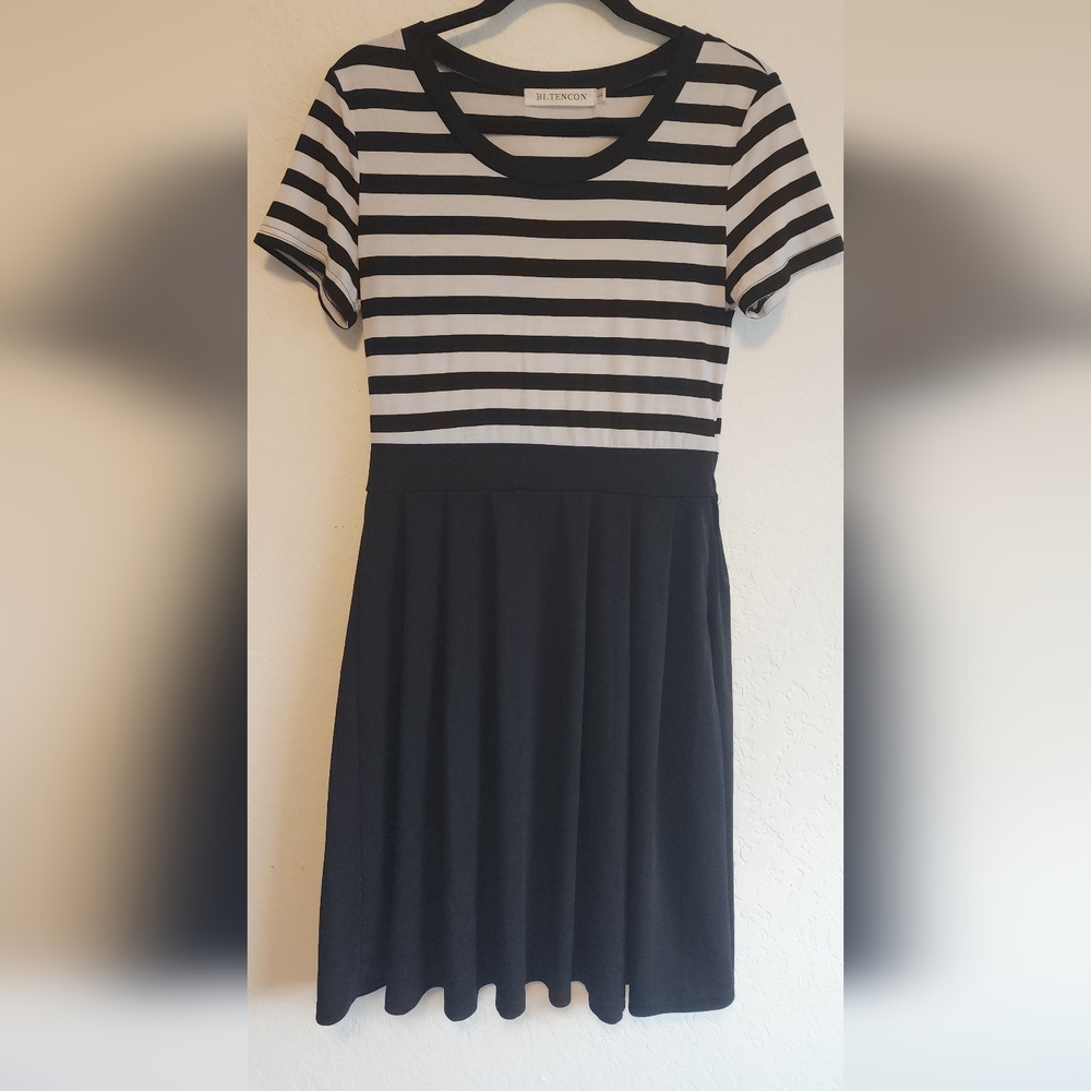 Black & White Striped Midi Dress by J. Crew